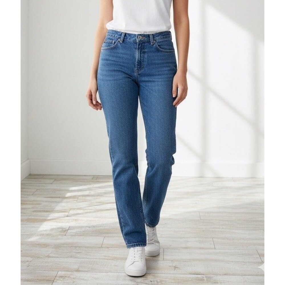 Lauren Jeans Co Ralph Lauren High Rise Mom Jeans Blue 8 100% Cotton Straight Leg